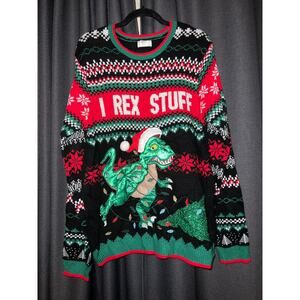 Ugly Christmas Sweater Xmas Size Large Dinosaur